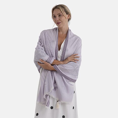 - Maisi Printed Cotton Lightweight Summer Scarf (190 x 70cm) - Beige