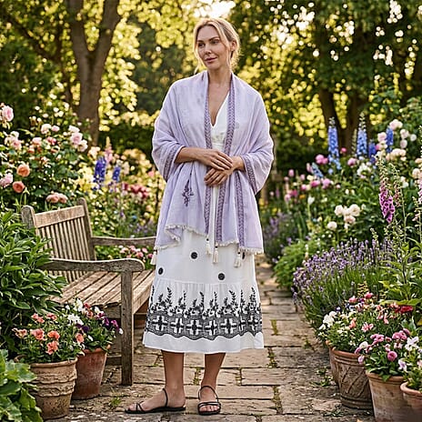 - Maisi Printed Cotton Lightweight Summer Scarf (190 x 70cm) - Beige