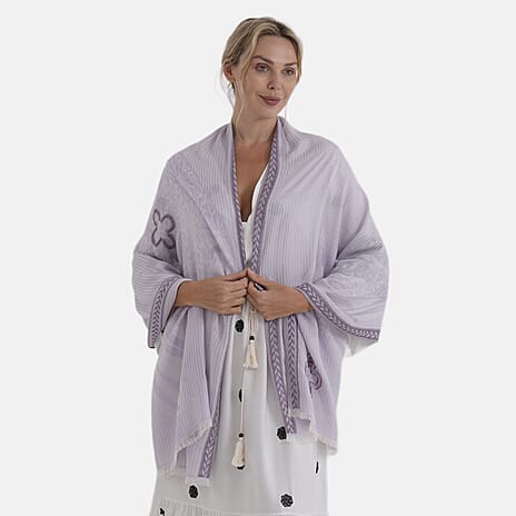 - Maisi Printed Cotton Lightweight Summer Scarf (190 x 70cm) - Beige