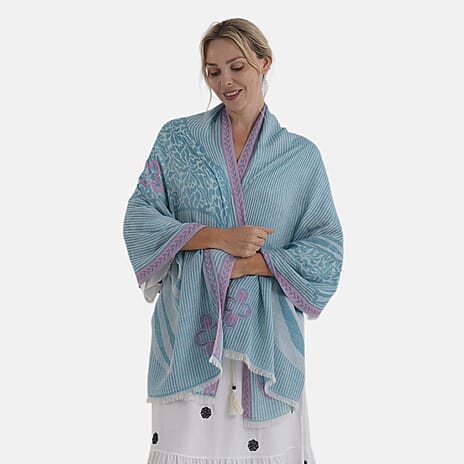 - Maisi Printed Cotton Lightweight Summer Scarf (190 x 70cm) - Green