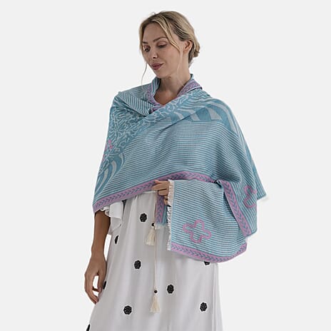 - Maisi Printed Cotton Lightweight Summer Scarf (190 x 70cm) - Green
