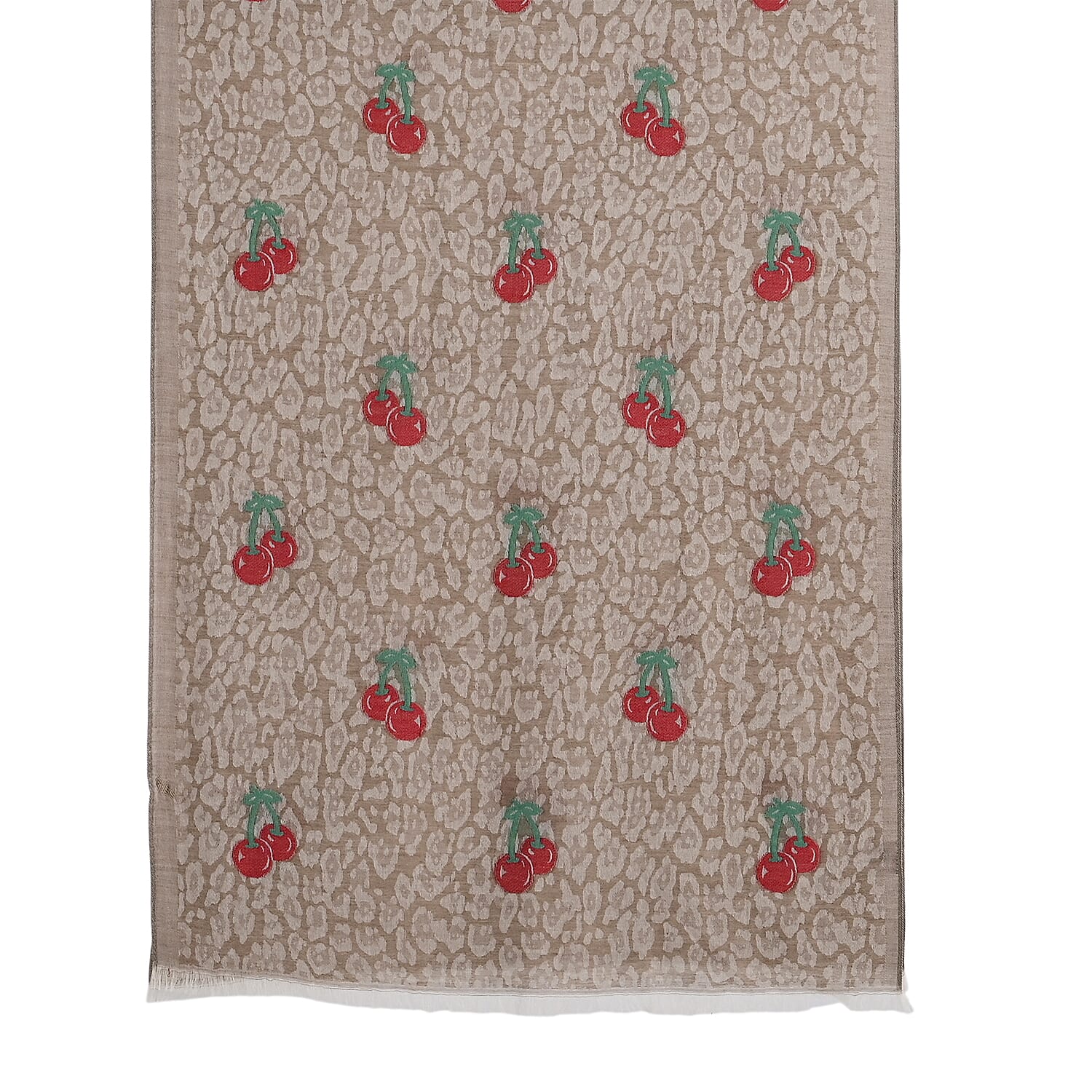 - Maisi Cherry-Printed Scarf (180 x 70Cm) - Grey