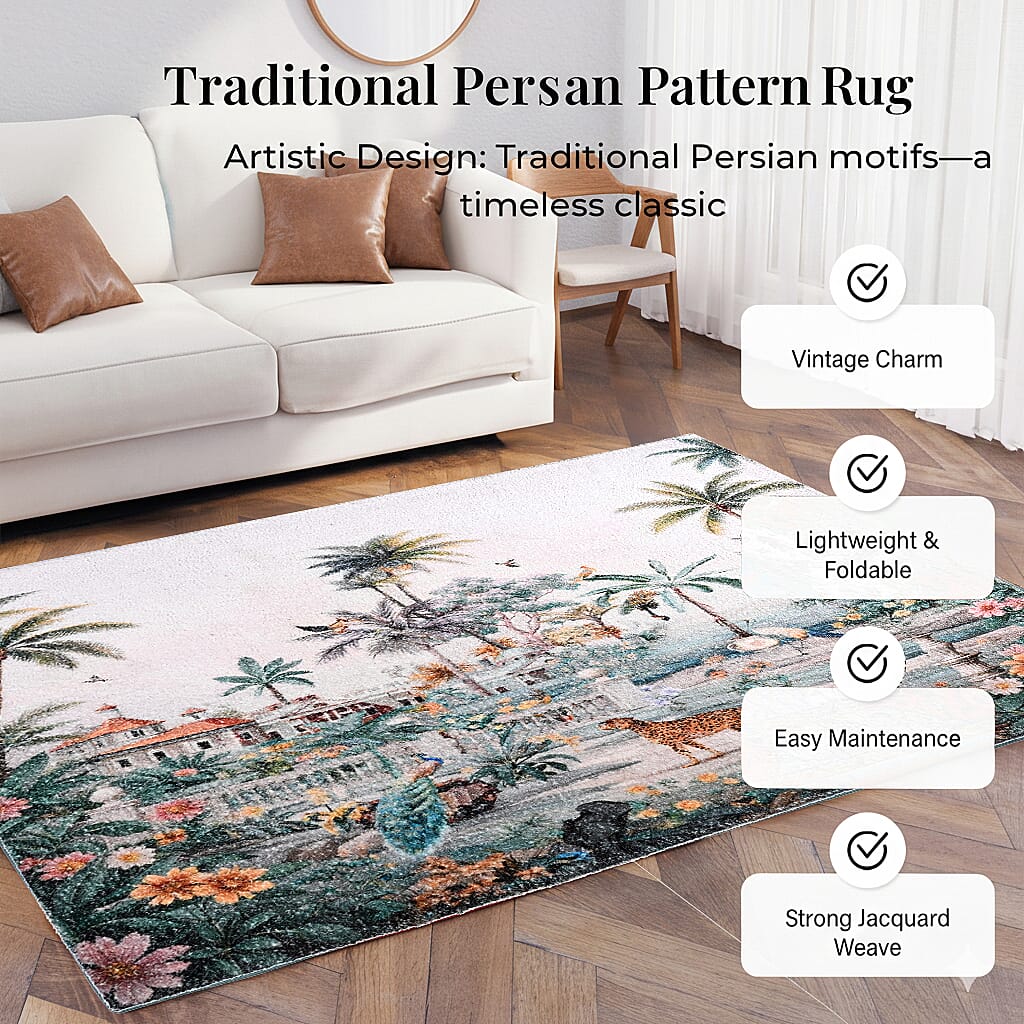 Digital Wildlife Printed Anti Skid Rug (120x180cm) - Multicolour