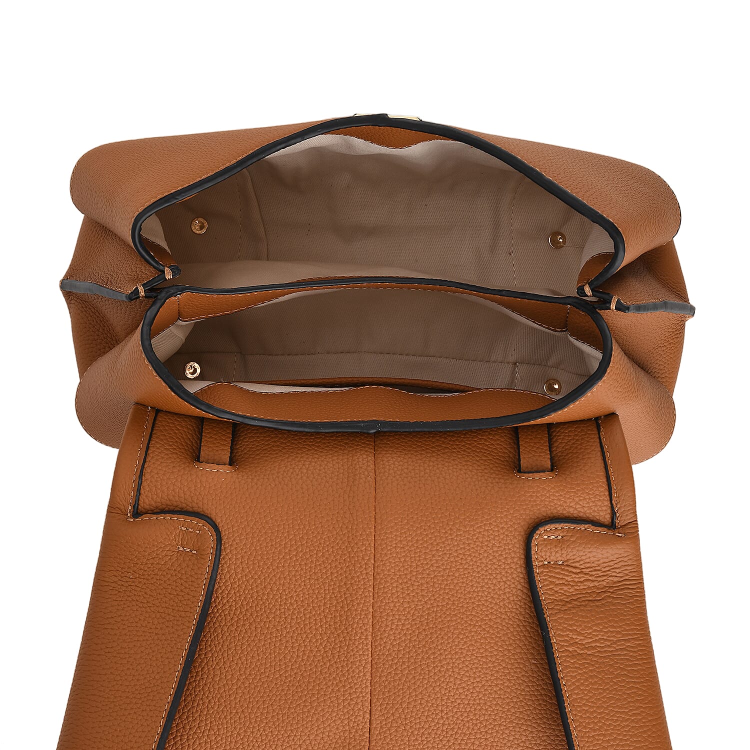 La Marey Signature Genuine Leather Tote-  Top Handle Handbag with Crossbody Strap - Brown