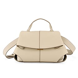 La Marey Signature Genuine Leather Tote-  Top Handle Handbag with Crossbody Strap - Brown