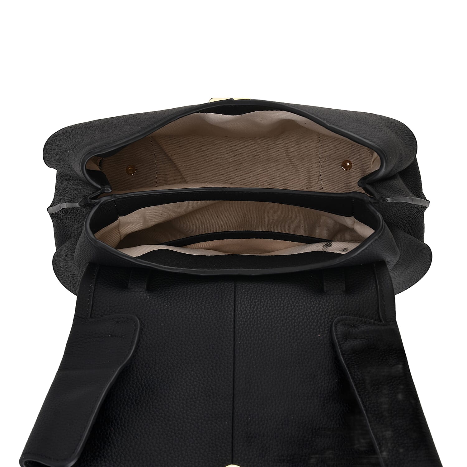 La Marey Signature Genuine Leather Tote-Top Handle Handbag with Crossbody Strap - Black