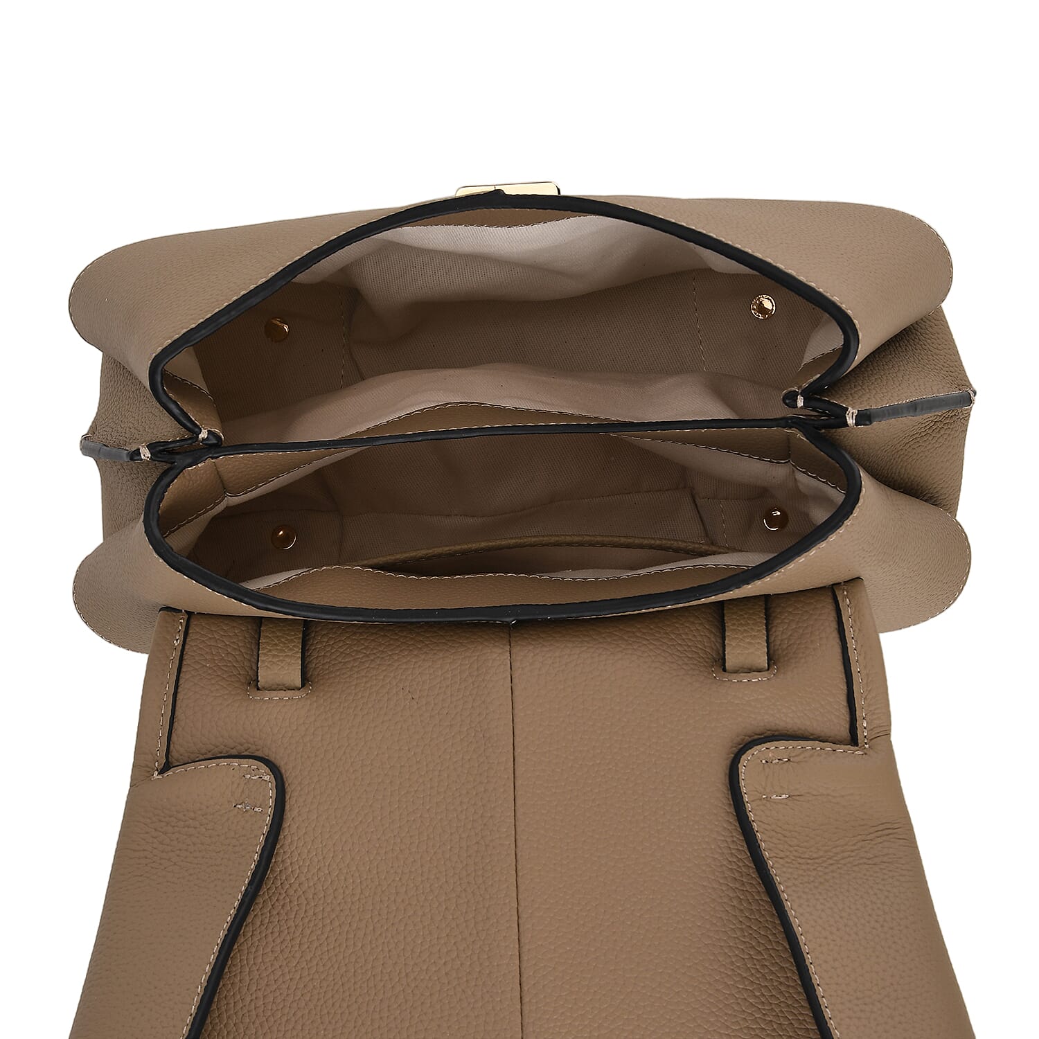 La Marey Signature Genuine Leather Tote-Top Handle Handbag with Crossbody Strap - Grey