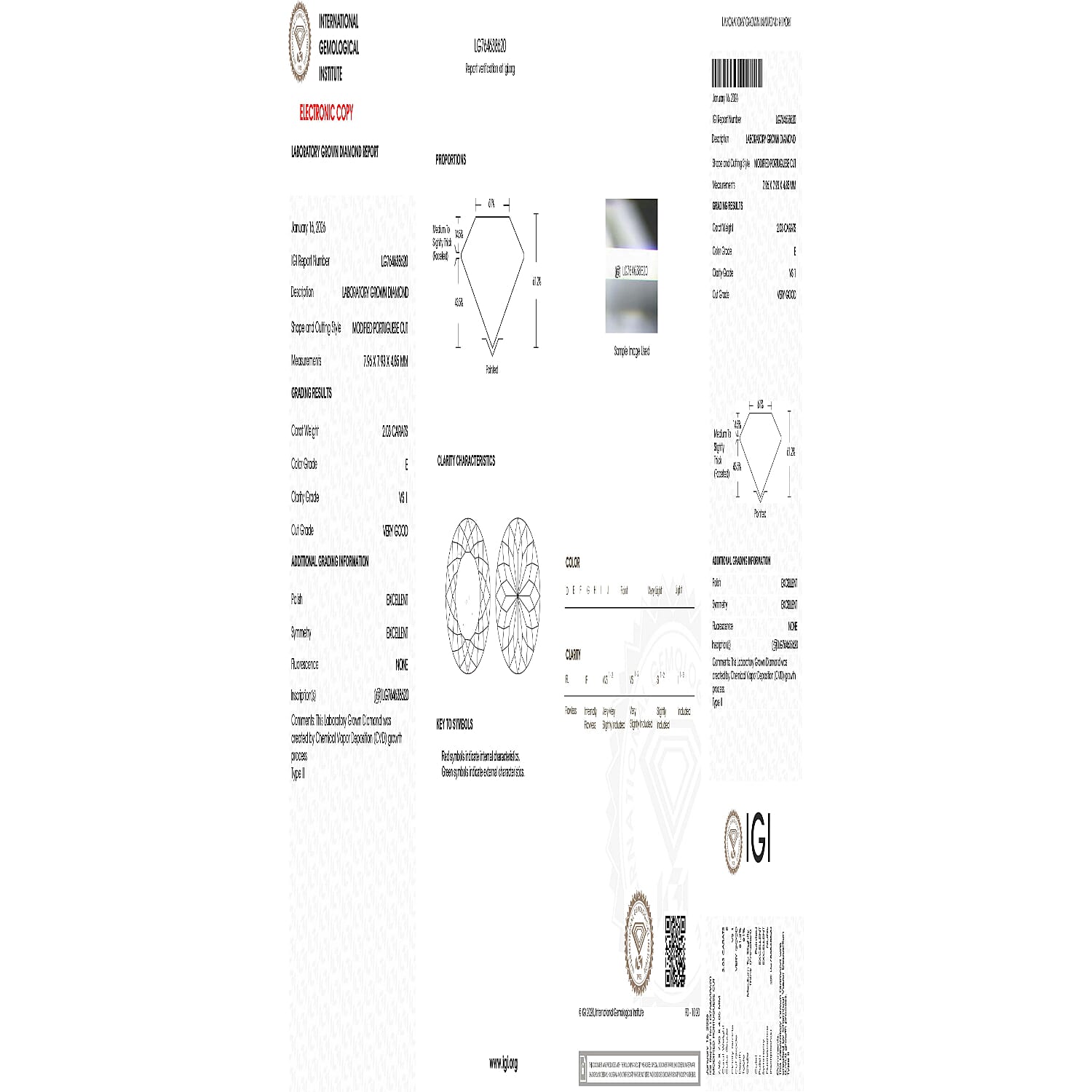 LUXURIANT 950 Platinum IGI Certified VS-EF Lab Grown Diamond Ring 2.04 Ct.