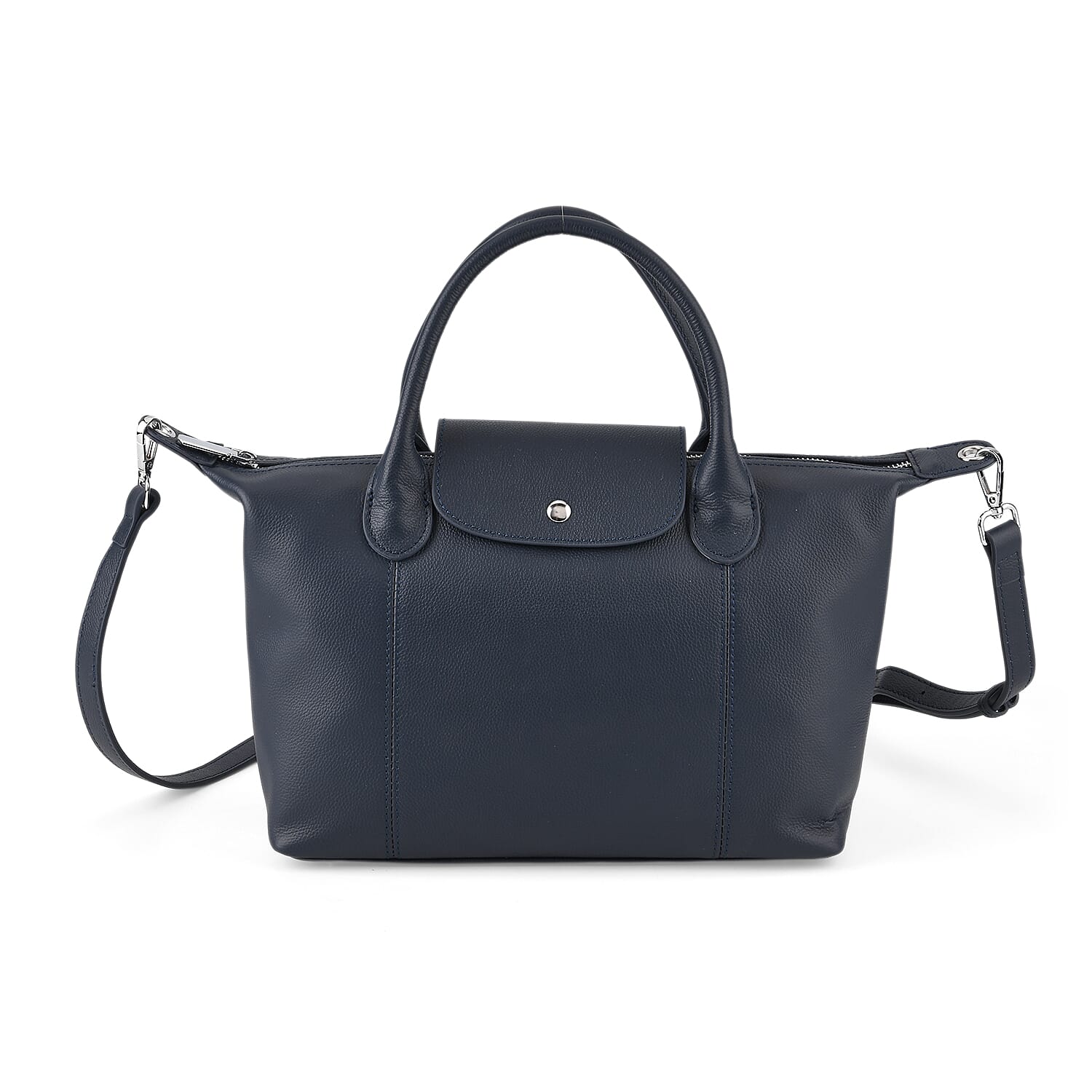 La-Marey-Longchamp-Le-Pliage-Cuir-Handbag-with-Adjustable-Strap-Blue