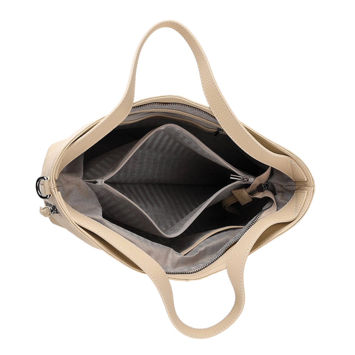 Valissiere Genuine Leather Top Handle Shoulder Bag With Detachable Crossbody Strap - Off White