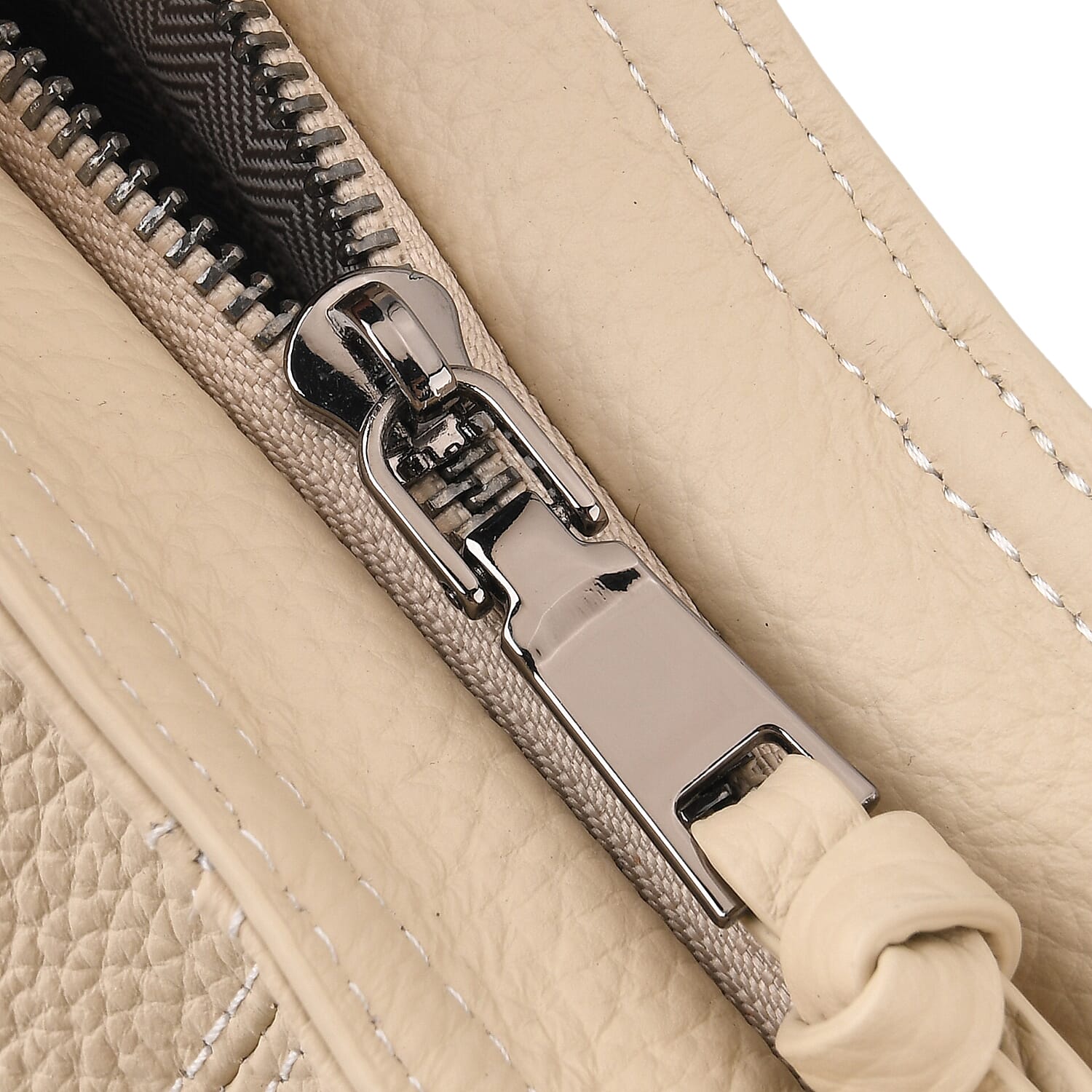 Valissiere Genuine Leather Top Handle Shoulder Bag With Detachable Crossbody Strap - Off White