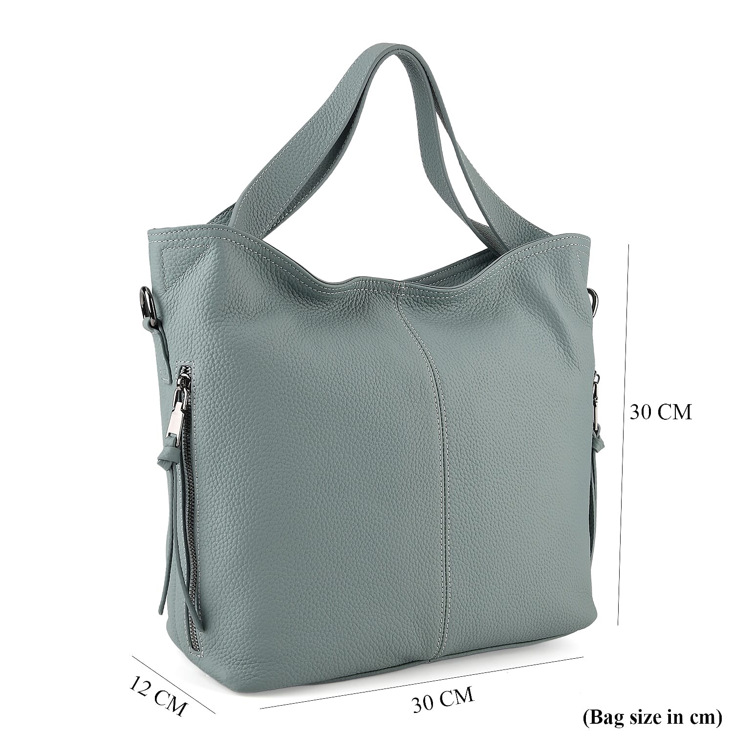 Valissiere Genuine Leather Top Handle Shoulder Bag With Detachable Crossbody Strap - Teal