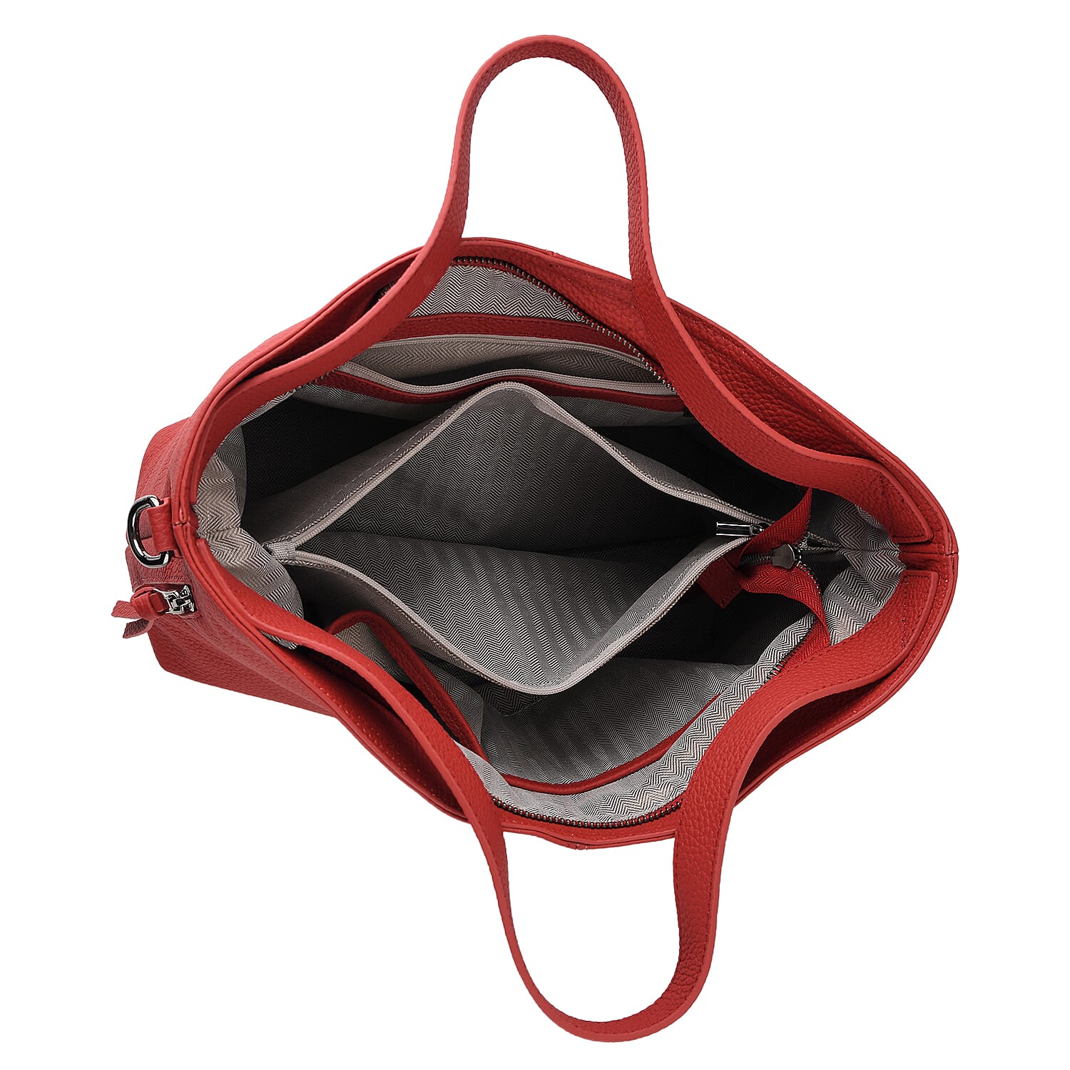 Valissiere Genuine Leather Top Handle Shoulder Bag With Detachable Crossbody Strap - Red