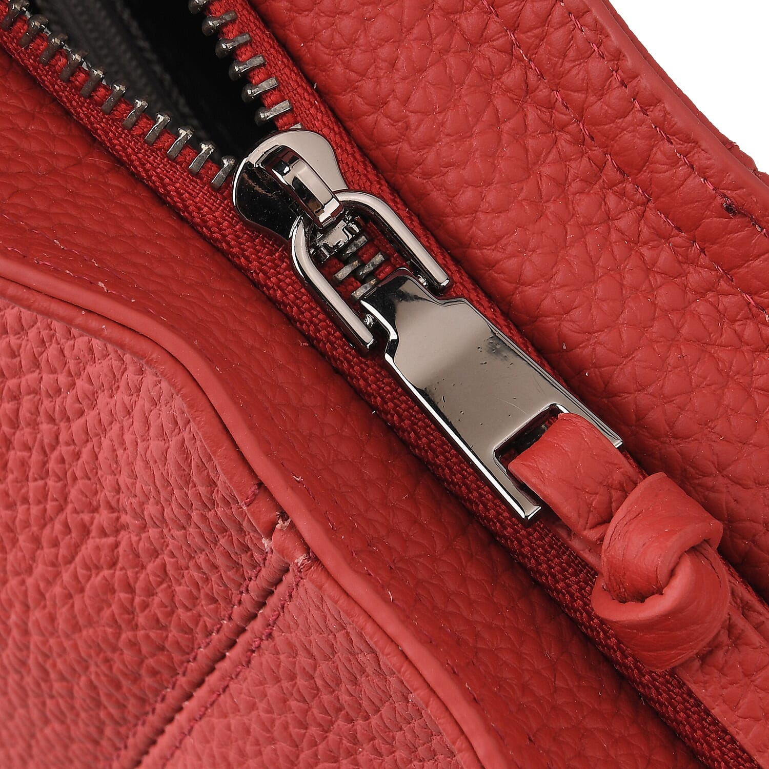Valissiere Genuine Leather Top Handle Shoulder Bag With Detachable Crossbody Strap - Red