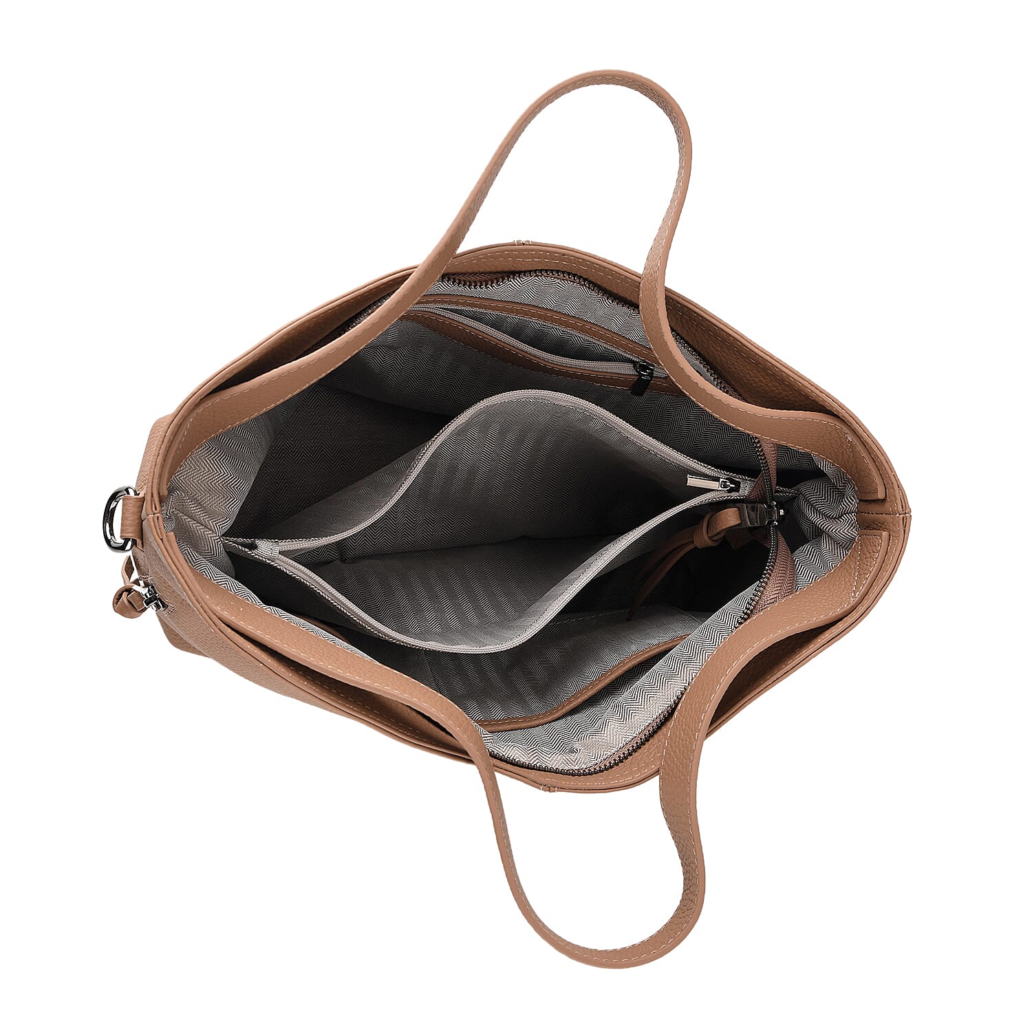 Valissiere Genuine Leather Top Handle Shoulder Bag With Detachable Crossbody Strap - Khaki