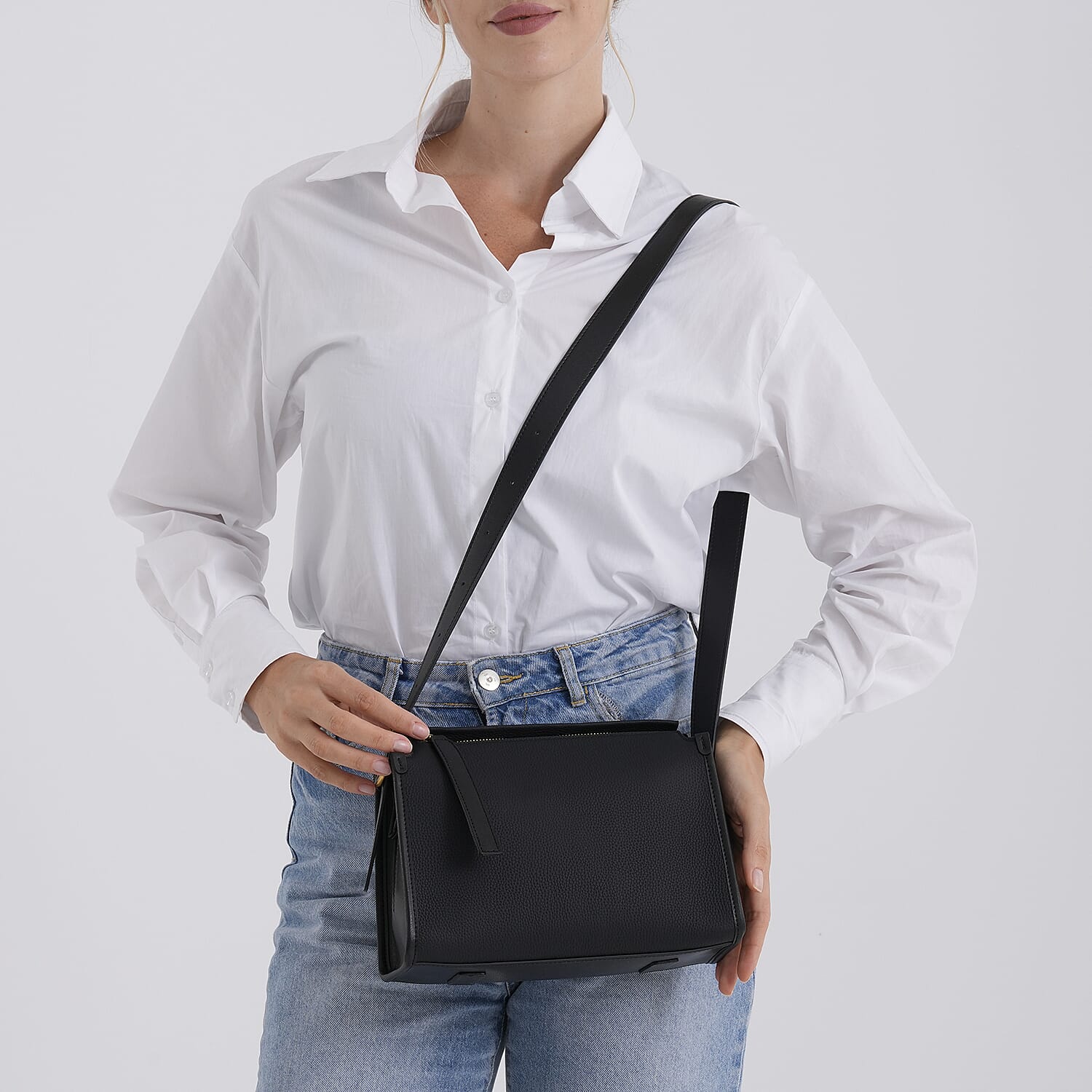 Valissiere Designer Inspired Genuine Leather Small Crossbody Handbag - Black