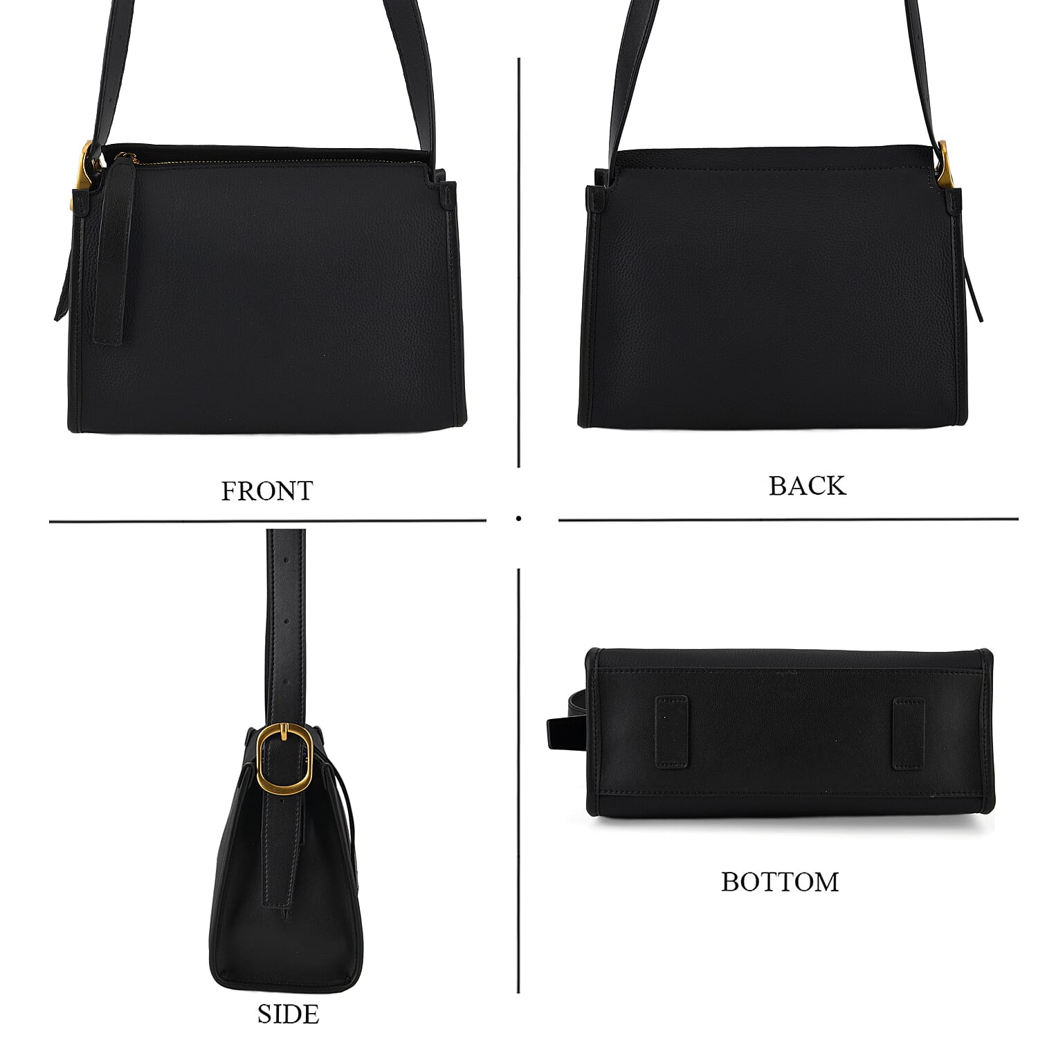 Valissiere Designer Inspired Genuine Leather Small Crossbody Handbag - Black