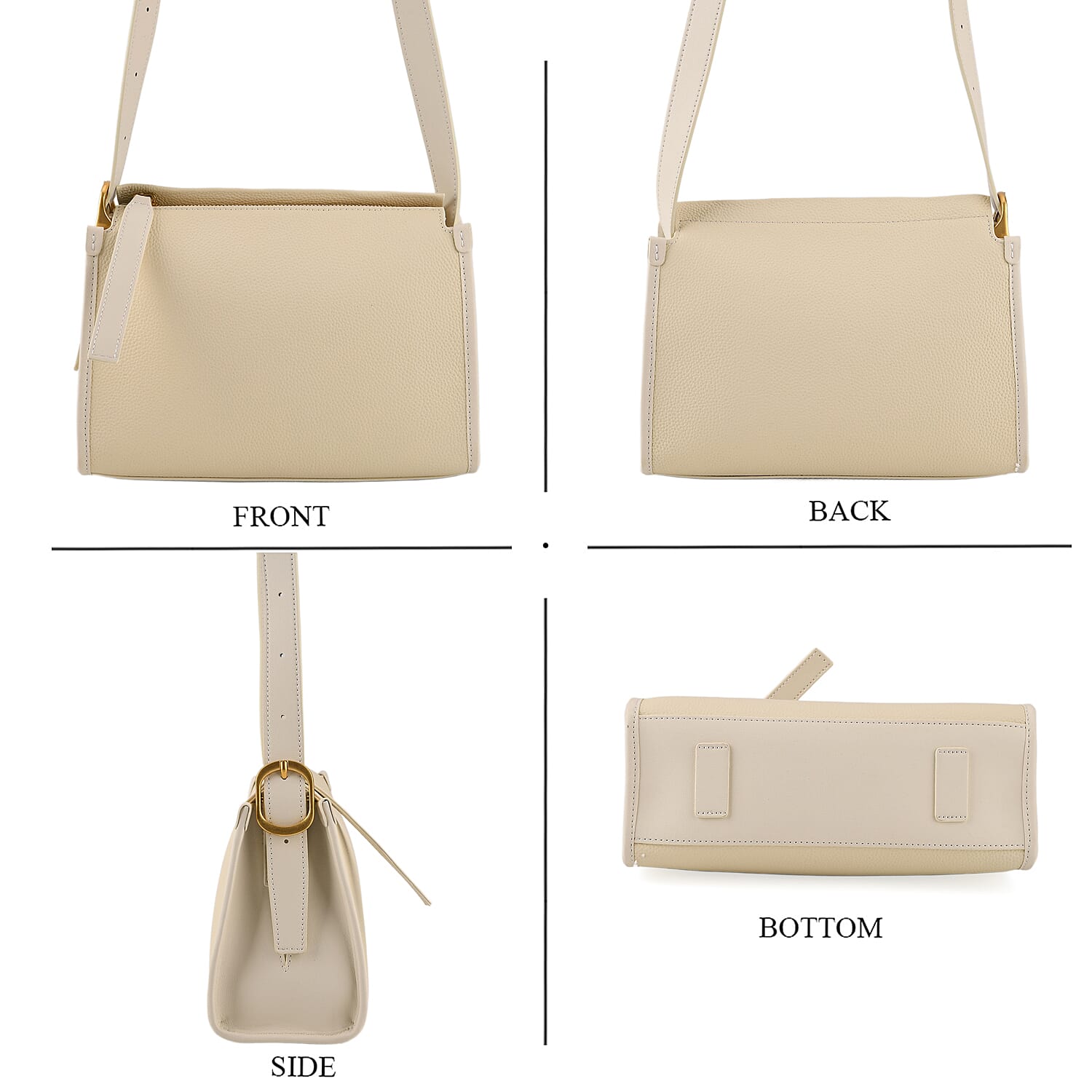 Valissiere Designer Inspired Genuine Leather Small Crossbody Handbag - Ivory