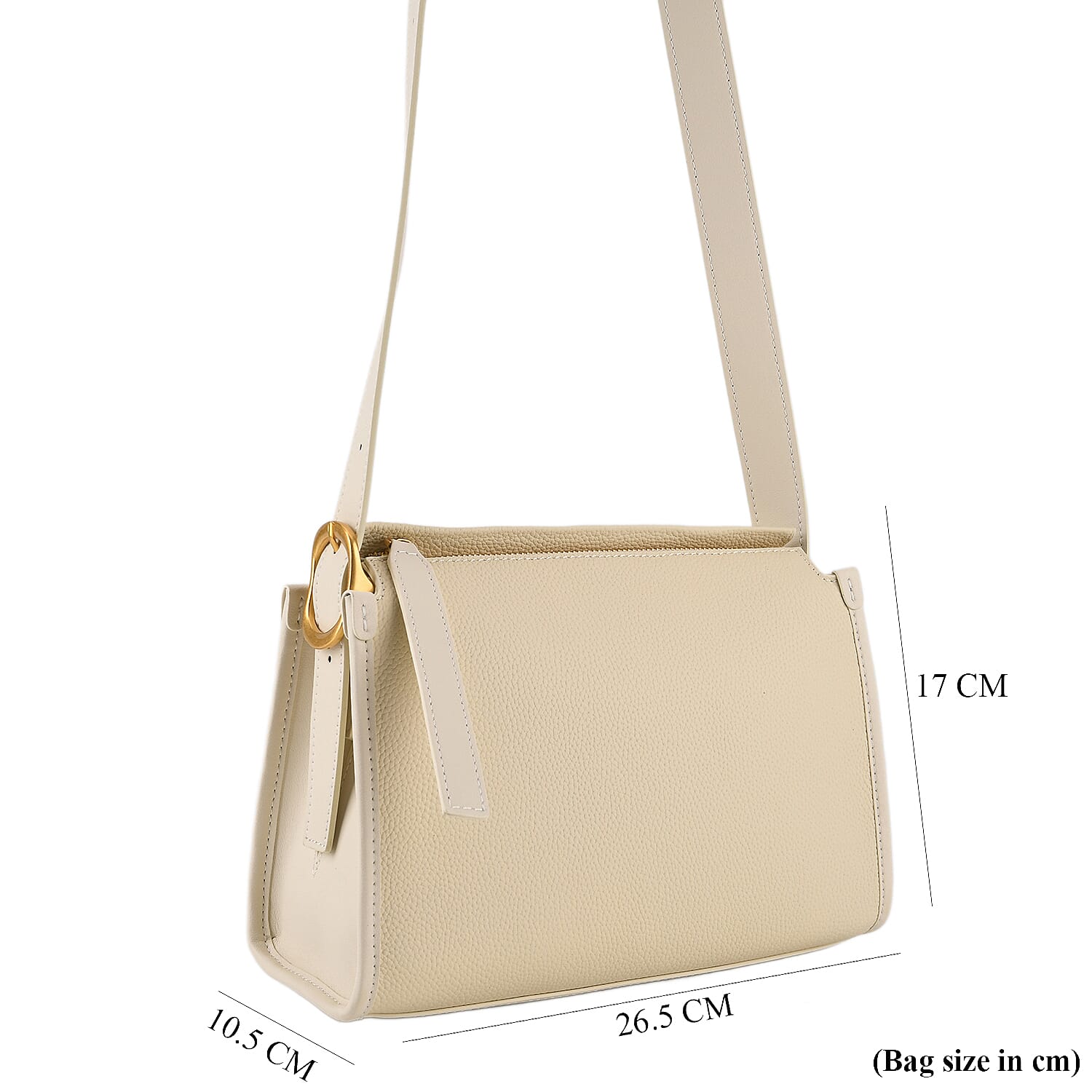 Valissiere Designer Inspired Genuine Leather Small Crossbody Handbag - Ivory