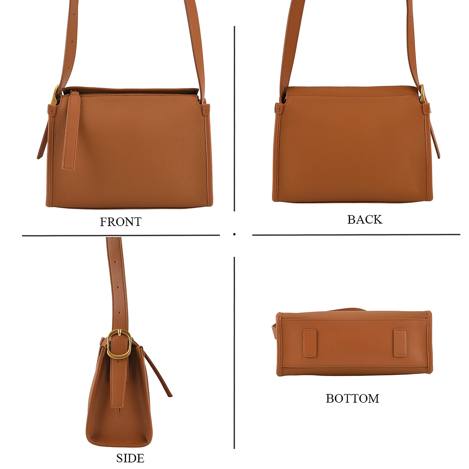 Valissiere Designer Inspired Genuine Leather Small Crossbody Handbag - Tan