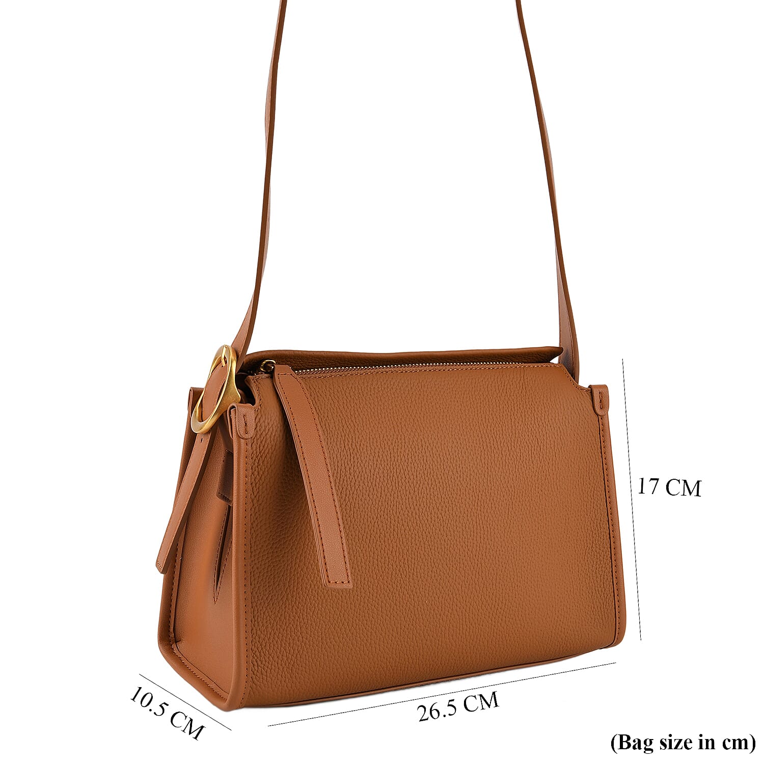Valissiere Designer Inspired Genuine Leather Small Crossbody Handbag - Tan