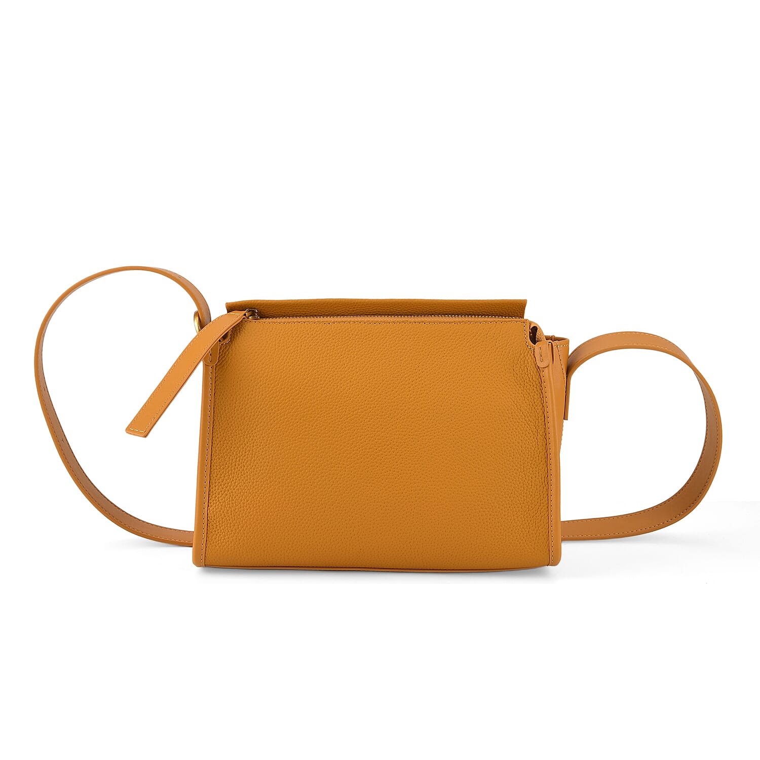 Valissiere Designer Inspired Genuine Leather Small Crossbody Handbag - Mustard