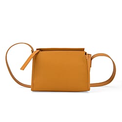 Valissiere Designer Inspired Genuine Leather Small Crossbody Handbag - Mustard