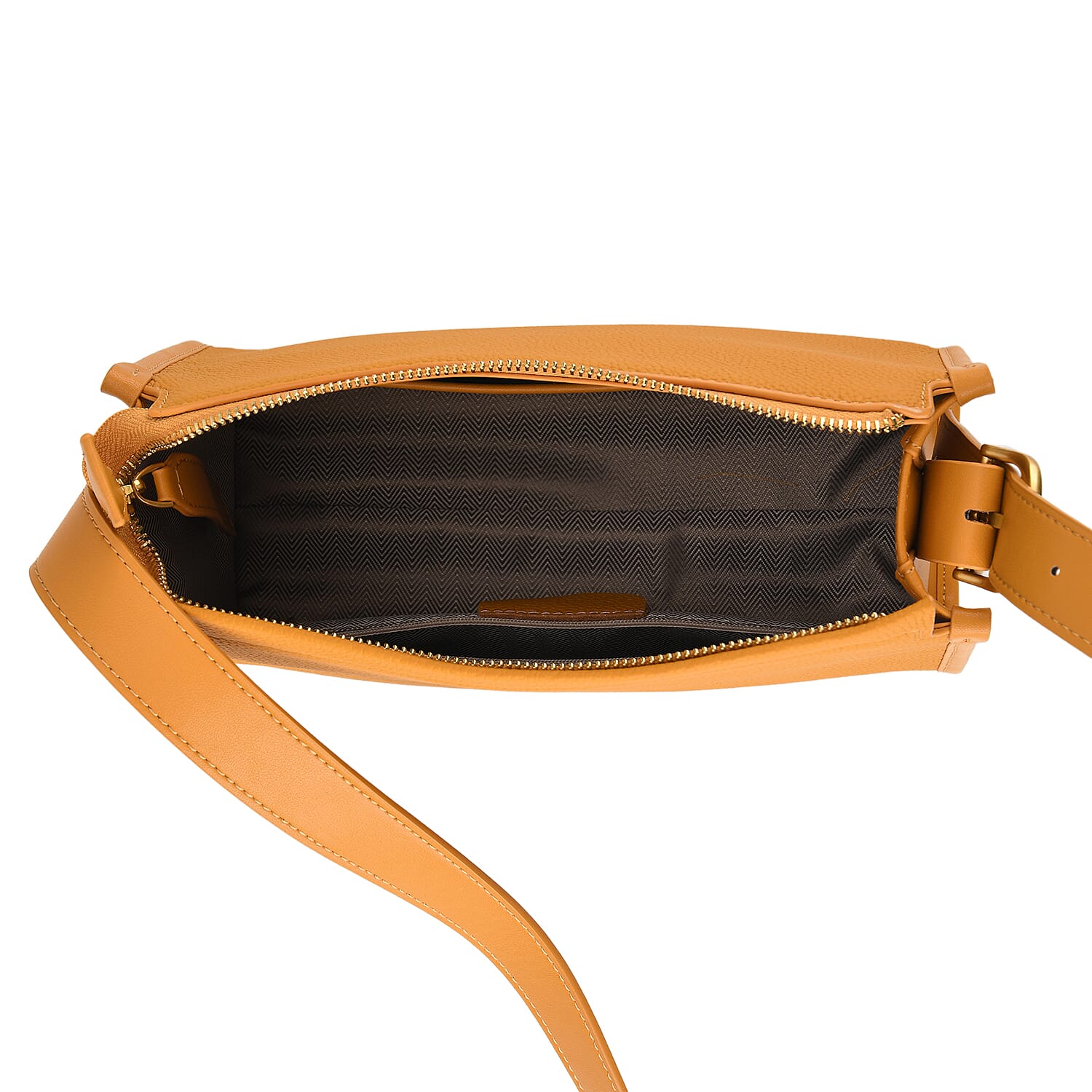 Valissiere Designer Inspired Genuine Leather Small Crossbody Handbag - Mustard