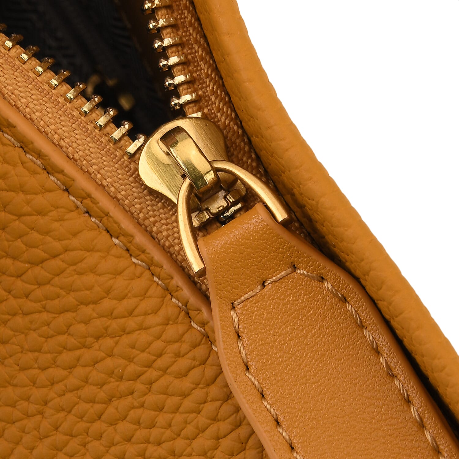 Valissiere Designer Inspired Genuine Leather Small Crossbody Handbag - Mustard