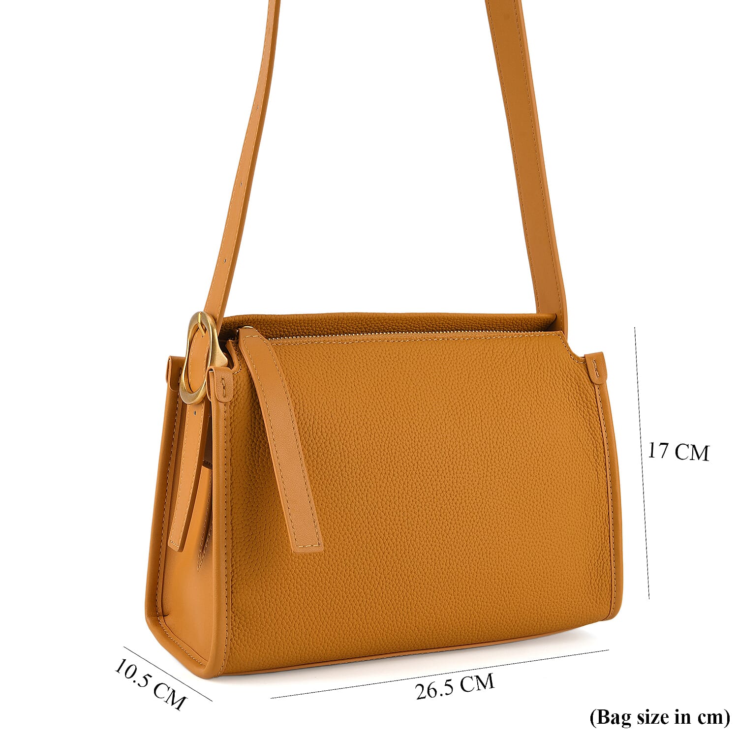 Valissiere Designer Inspired Genuine Leather Small Crossbody Handbag - Mustard