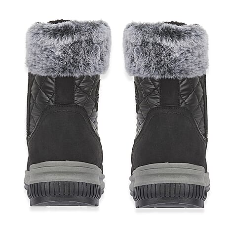 Jo - Joe Ladies Laced Boot With Zip And Fur Cuff (Size 8) - Black