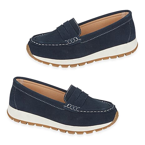 Jo - Joe Ladies Lima Genuine Suede Loafer With Chunky Cushioning Sole (Size 8) - Navy