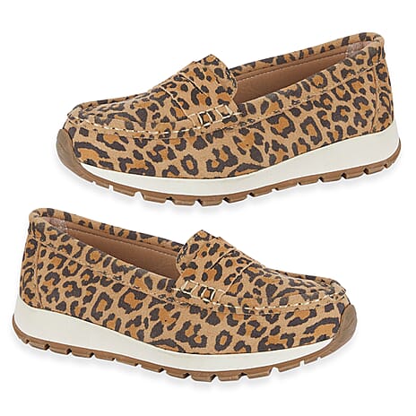 Jo - Joe Ladies Lima Genuine Suede Loafer With Chunky Cushioning Sole (Size 5) - Leopard