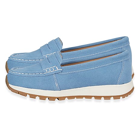 Jo - Joe Lima Suede Slip On Loafers With Cushioned Chunky Sole (Size 5) - Powder Blue