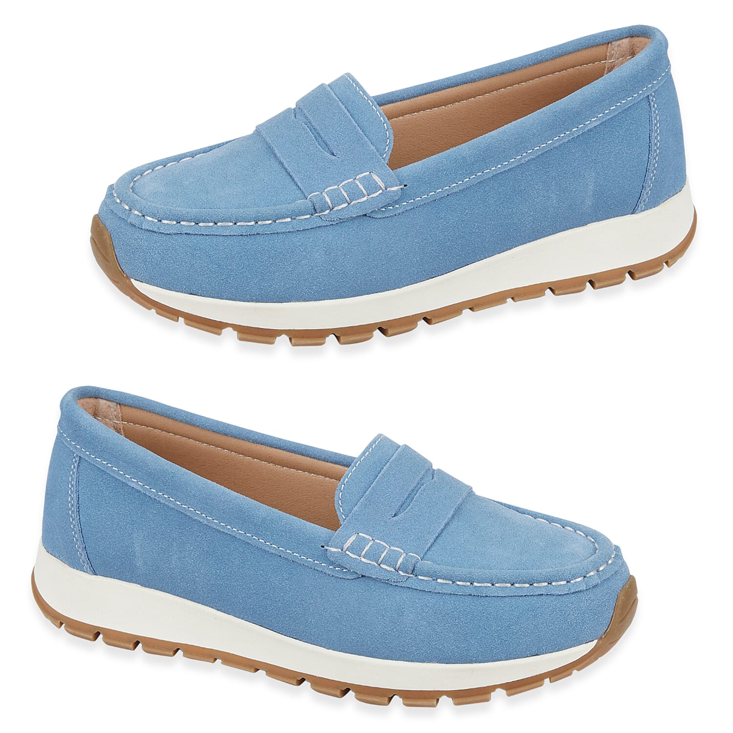 Jo & Joe Lima Suede Slip On Loafers With Cushioned Chunky Sole