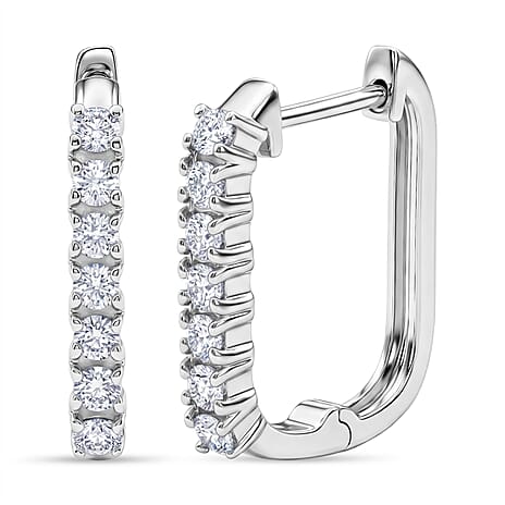 D'Joy Moissanite Earring with Clasp in Platinum Overlay Sterling Silver