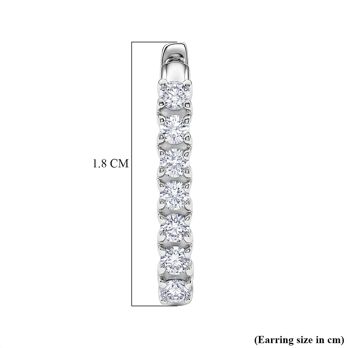 D'Joy Moissanite Earring with Clasp in Platinum Overlay Sterling Silver