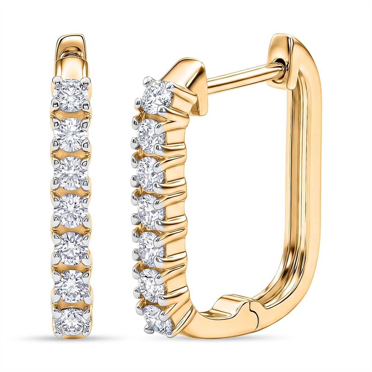 D'Joy Moissanite Full Hoop Earring in Yellow Gold Plated Sterling Silver