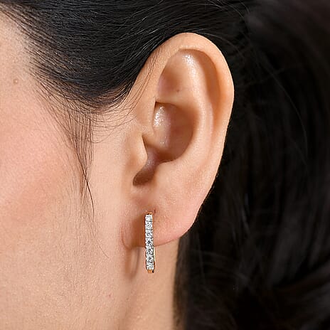 D'Joy Moissanite Full Hoop Earring in Yellow Gold Plated Sterling Silver