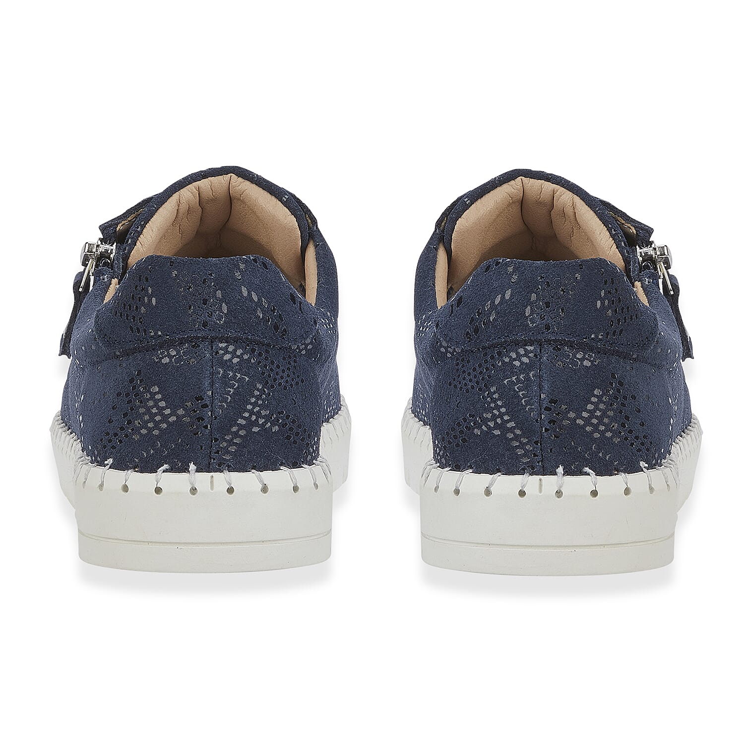 Jo & Joe Porto Ladies Lightweight Lace Up Suede Shoe With Functional Zips 