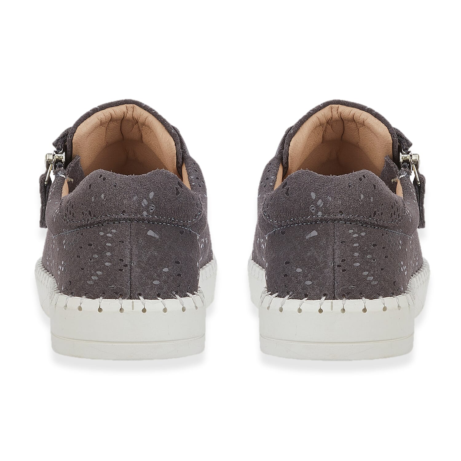 Jo & Joe Porto Ladies Lightweight Lace Up Suede Shoe With Functional Zips 