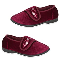 Jo & Joe Veronica Ladies Touch and Close Slipper with Floral Embroidery 