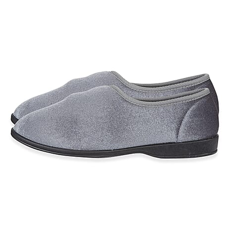 Jo - Joe Veronica Ladies Touch and Close Slipper with Floral Embroidery (Size 7) - Grey