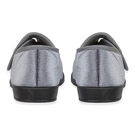 Jo - Joe Veronica Ladies Touch and Close Slipper with Floral Embroidery (Size 7) - Grey