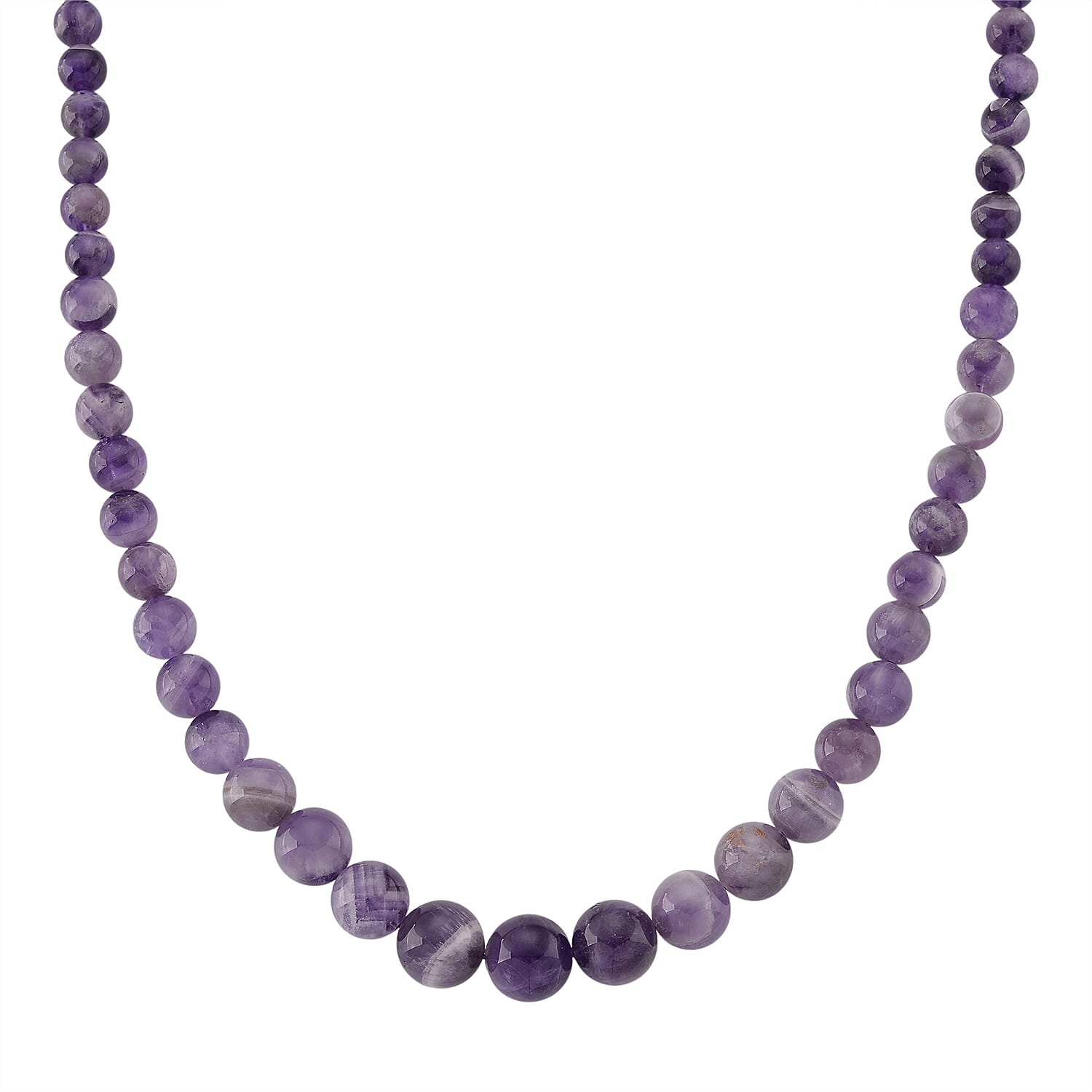 Bi Colour Natural Amethyst Beads Necklace (Size - 20) with Lobster Clasp in Rhodium Overlay Sterling Silver 375.00 Ct