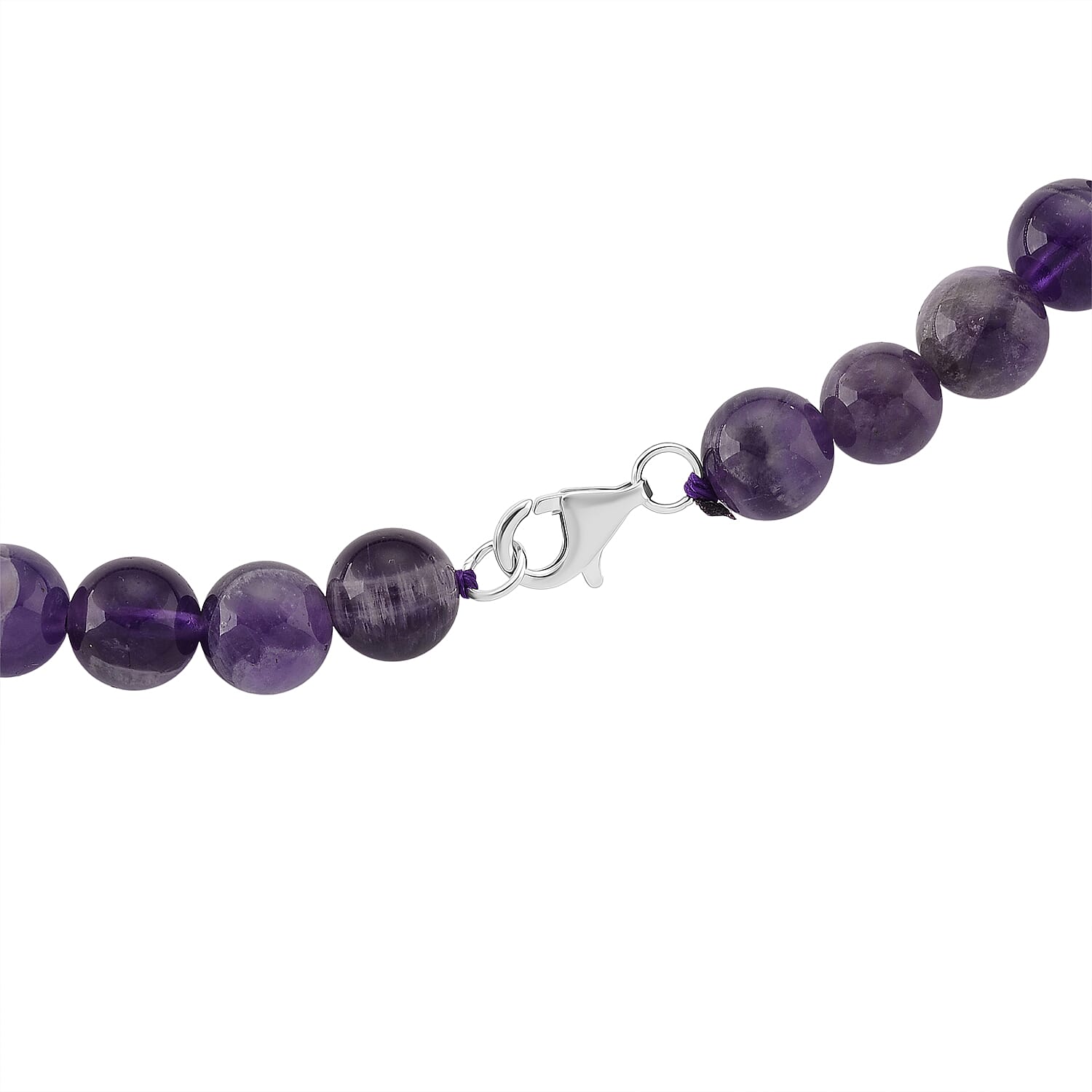 Bi Colour Natural Amethyst Beads Necklace (Size - 20) with Lobster Clasp in Rhodium Overlay Sterling Silver 375.00 Ct