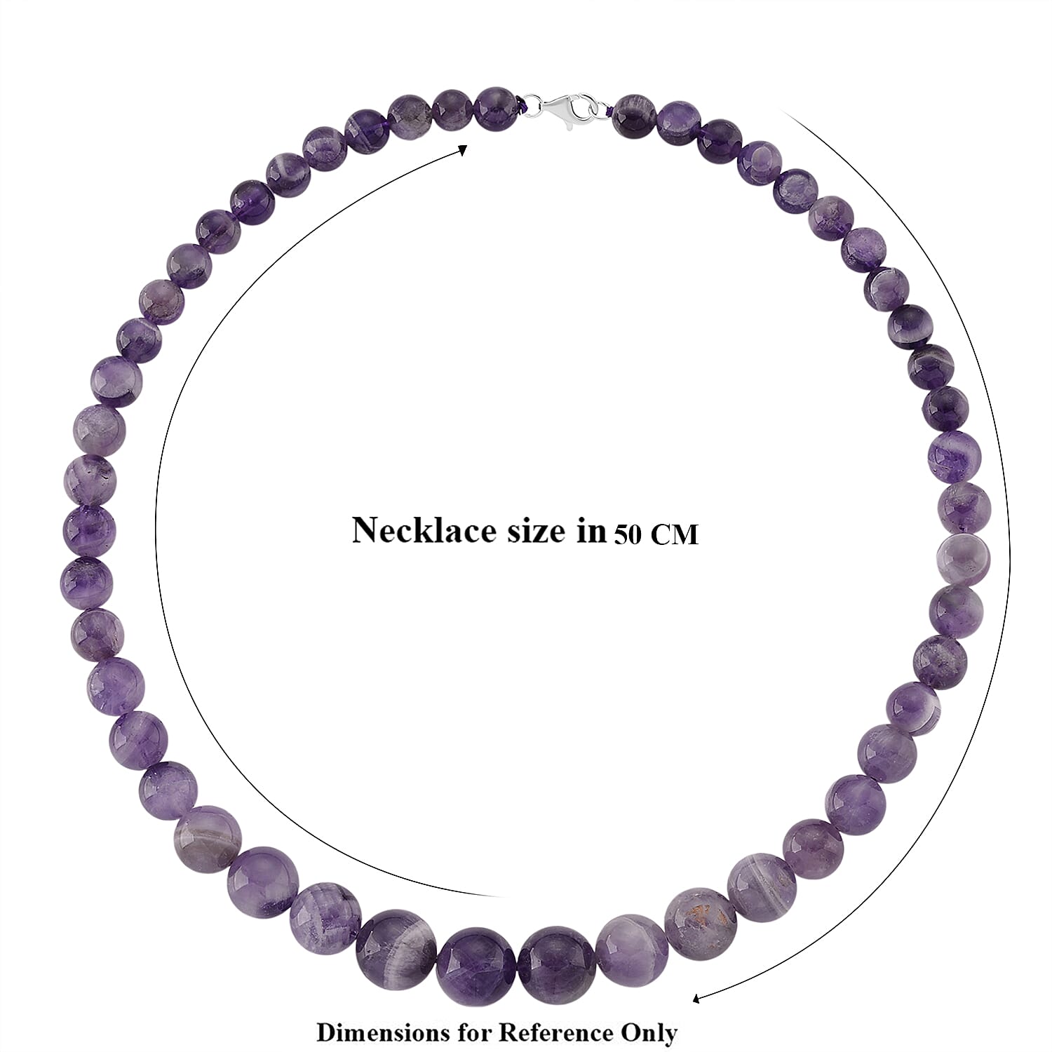 Bi Colour Natural Amethyst Beads Necklace (Size - 20) with Lobster Clasp in Rhodium Overlay Sterling Silver 375.00 Ct