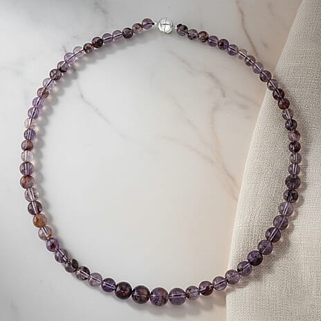 D'Joy Natural Cacoxenite Necklace (Size - 20) with Magnetic Lock in Rhodium Overlay Sterling Silver 200.00 Ct.