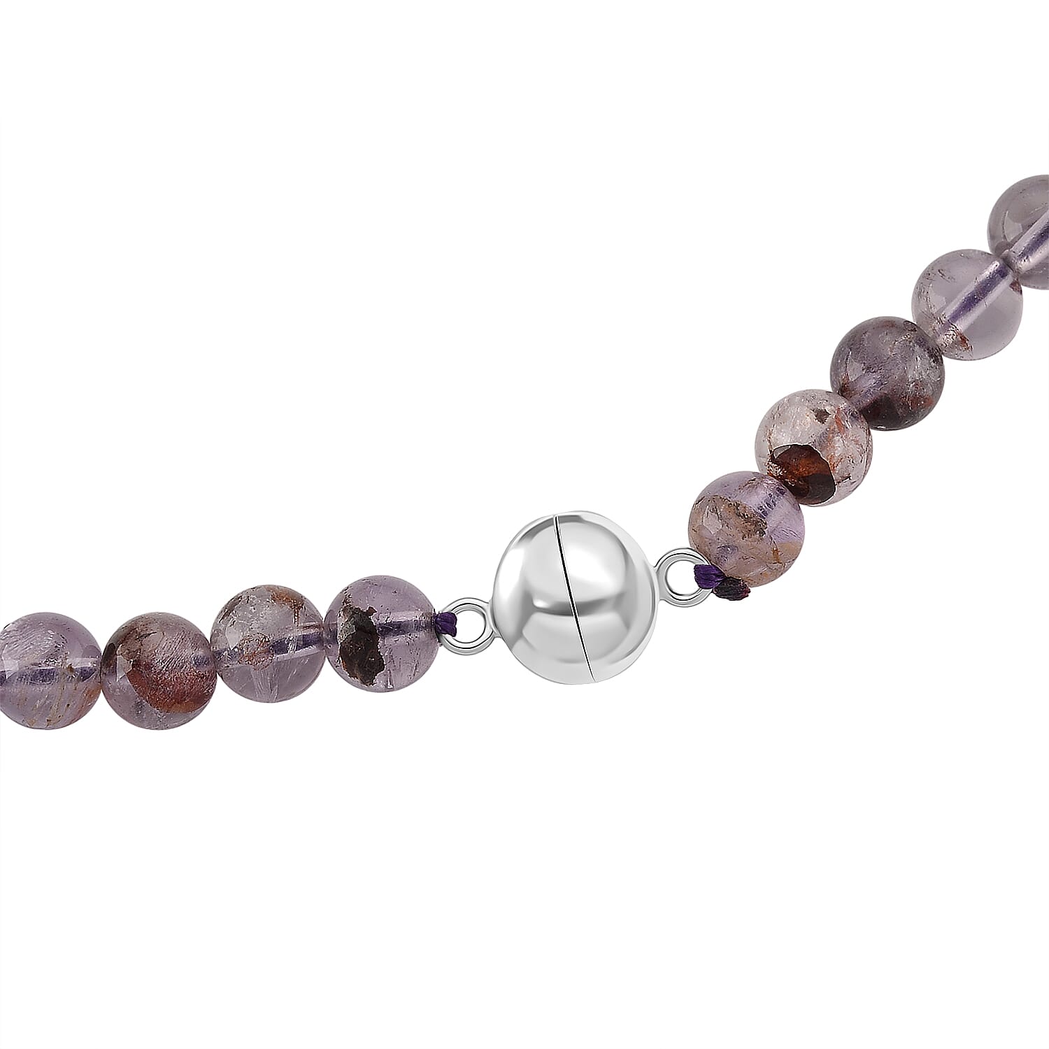D'Joy Natural Cacoxenite Necklace (Size - 20) with Magnetic Lock in Rhodium Overlay Sterling Silver 200.00 Ct.