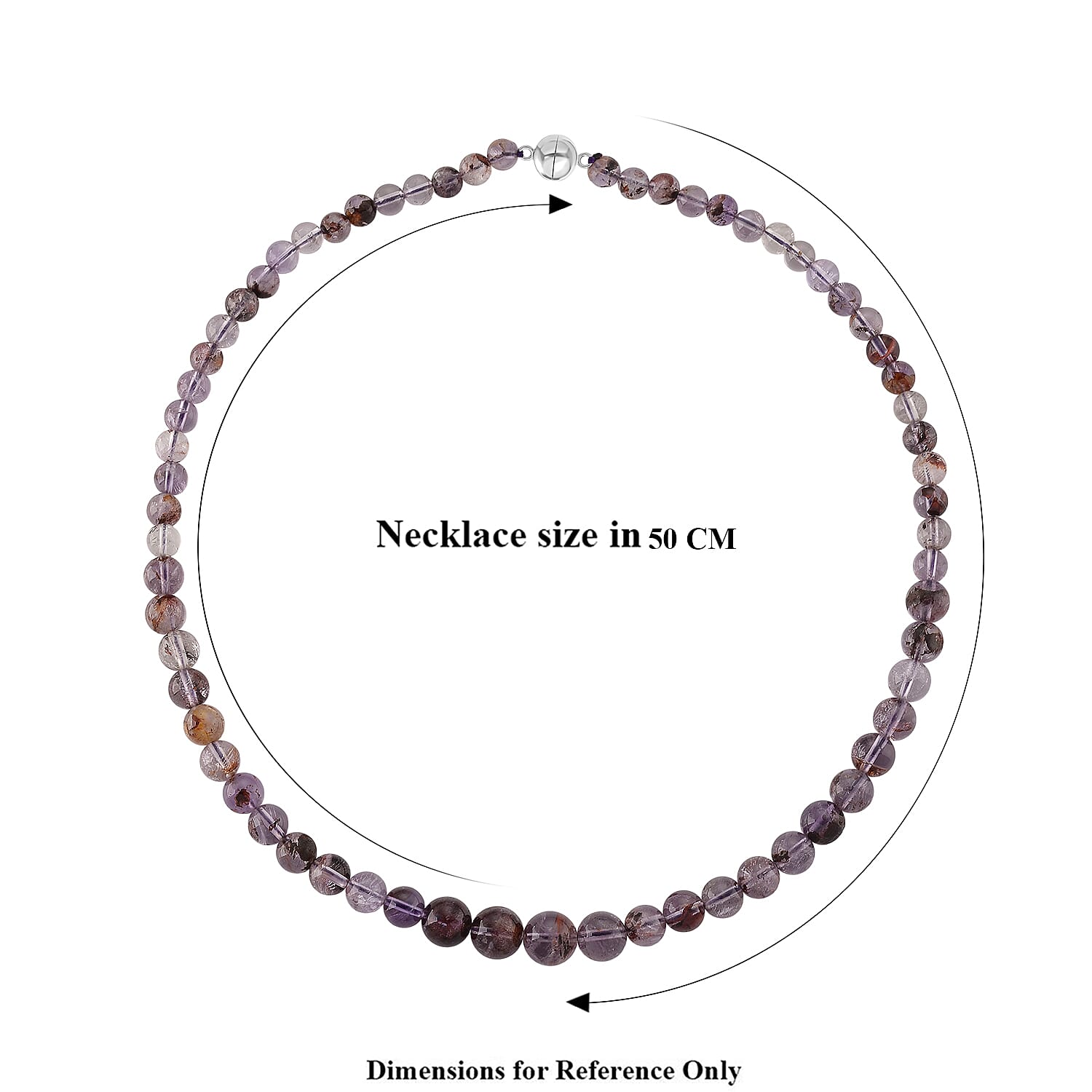 D'Joy Natural Cacoxenite Necklace (Size - 20) with Magnetic Lock in Rhodium Overlay Sterling Silver 200.00 Ct.